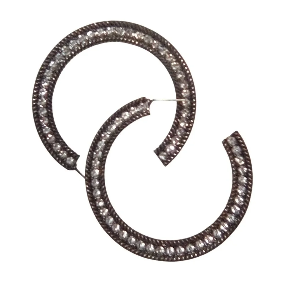Sparkly Hoop Earrings Women's Round Crystal Rhinestone Statement Glamorous,
